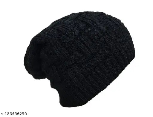 Indian Kalaneet Black Benie Beanie - Thermally spun acrylic, premium quality, onesize