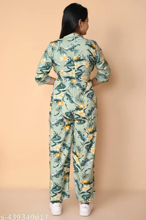 New design printed cotton jumpsuit Rihan, three-quarter sleeves, quality stitching. Indian made