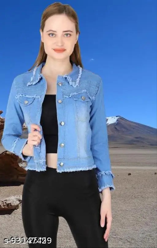 Denim classic retro waistcoat for women, vintage style with fitted cut, made in India - size M, Bust 34in, Length 21in, Hip 21in