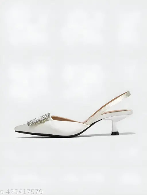 White patent leather KDB Fashion stiletto heel, diamond-decorated Mary Jane belt - stylish and comfortable for Spring/Summer parties and weddings