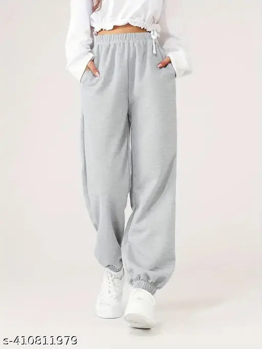 Women's blue sweatpants, elastic waistband, casual athletic wear