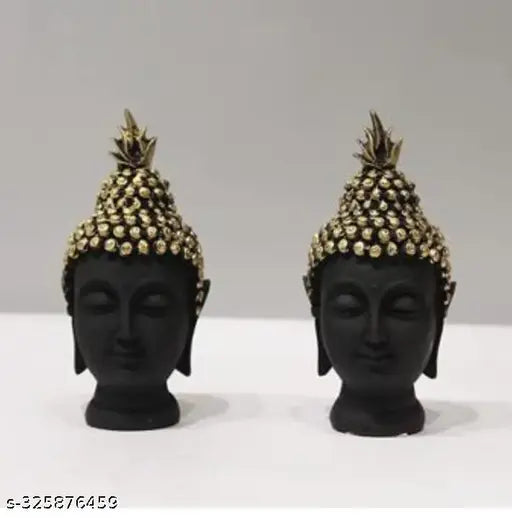 Handcrafted poly resin MORATER Buddha statues, decorative showpiece pack of 2, 5cm x 12cm x 4cm, Indian artistry