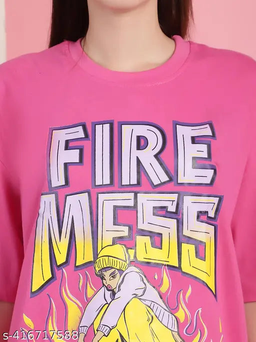 Hot pink graphic printed t-shirt, large fit