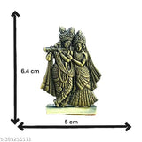 Oxidized gold Hindu God Radha Krishn statue, 5cm x 6cm religious showpiece for car dashboard