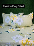 Glace cotton king elastic fitted bedsheet with floral pattern & 2 pillow covers, fits up to 8 inch mattress on double king-size bed, ideal for summer