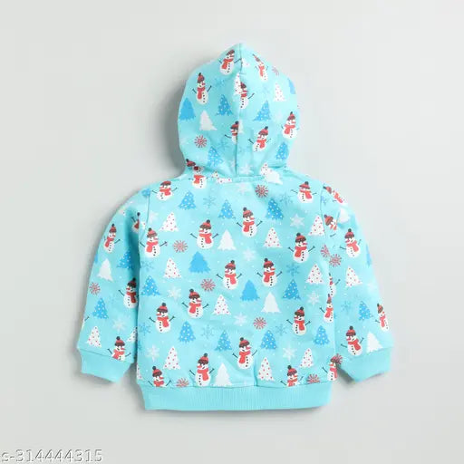 Cotton Snuggly Monkey Snowman Print hoodie for 2-3 years old children, warm winter wear for toddlers