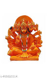 Orange resin Panchmukhi Hanuman statue, 6-inch high, contemporary spiritual home decor