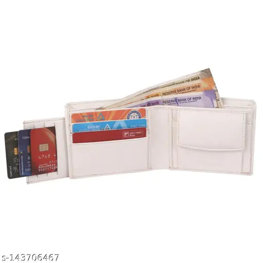 Faux leather bi-fold wallet, classic design for men's everyday carry, solid pattern, 2 compartments