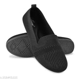 Black synthetic ballerinas - lightweight, comfortable, slip-on bellies for women (India)