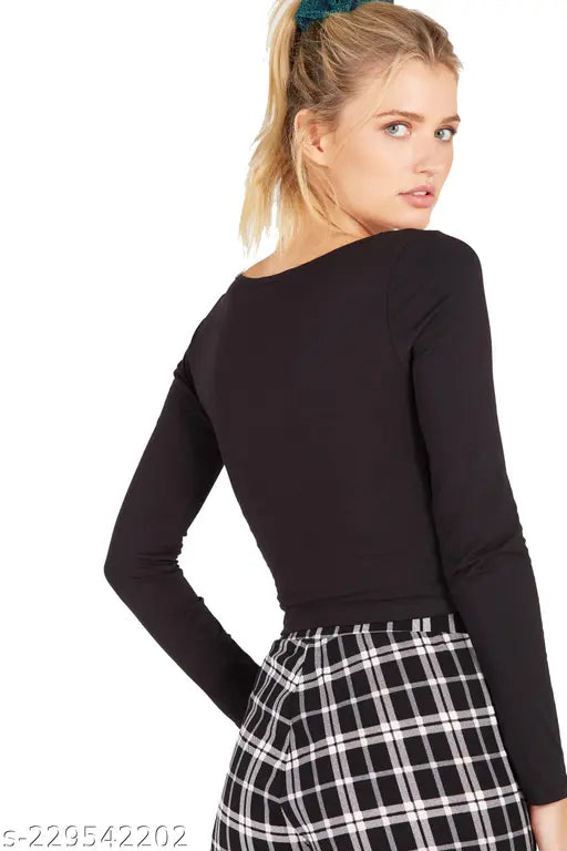 Cotton long sleeves, solid color Trends Tower Women's t-shirt, India origin