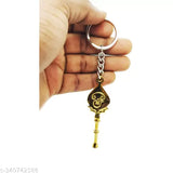 Brass Murugan keychain, Hindu god Muruga symbol, Indian religious accessory on key ring
