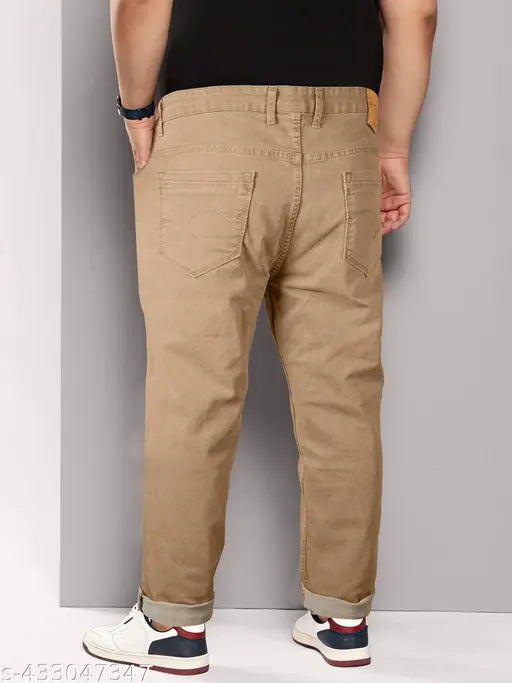 Brown khaki men's relaxed fit jeans