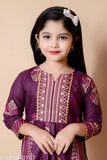 Purple rayon kids kurta sets, vibrant printed design for 4-5, 5-6, and more ages, Indian origins