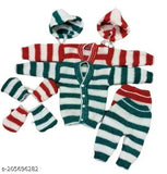 Wool striped winter sweater set for newborns, colorful and stylish for boys and girls