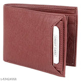 Tan Brown faux leather men's wallet, compact design with 2 compartments