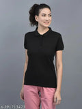 Pink cotton blend polo neck t-shirts pack of 3 for women's athleisure, India origin