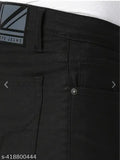 Black denim men's slim fit jeans with a brand label