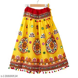 CCRINGYellow embroidered cotton ChaniyaLehanga Choli and Dupatta for young girls, embellished with multi-colored designs