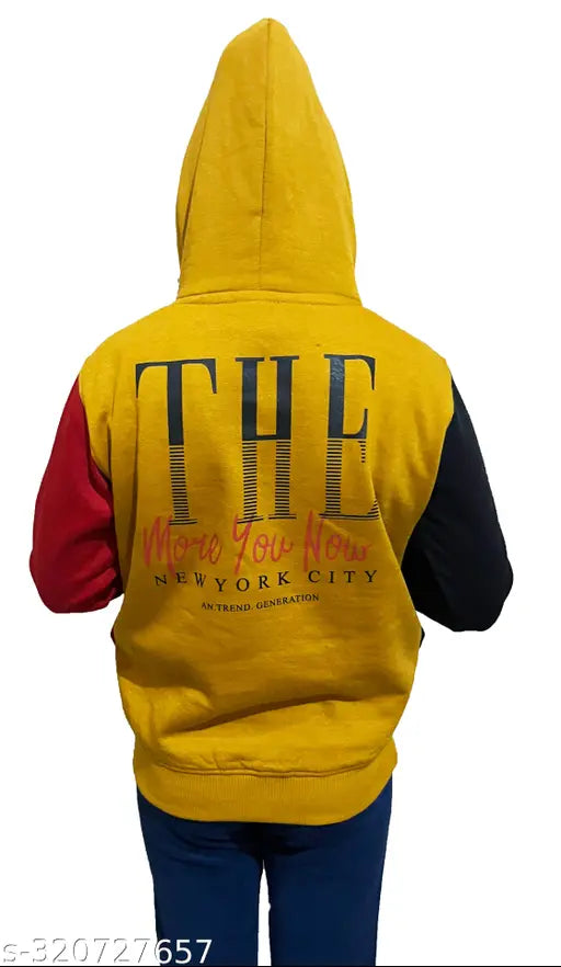Kids unisex winter fleece hoodies, self-design cotton, long sleeves, warm and breathable for kids, ideal for gifting purposes