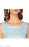 Women's linen-cotton lurex sleeveless kurta with side slit, vibrant Jaipuri design for versatile ethnic wear