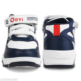 Blue and white sport running shoes for kids. Lightweight design, breathable mesh fabric, rubber sole