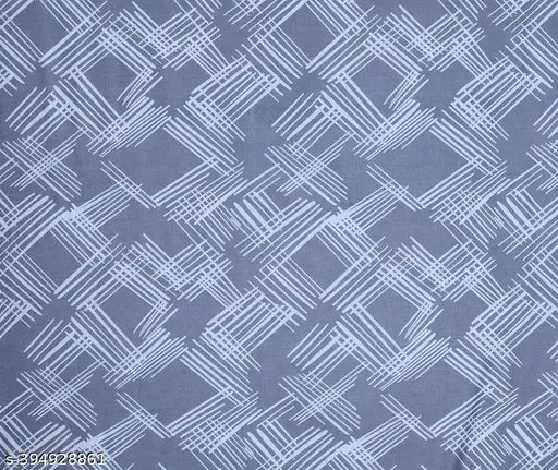 Cotton elastic king size fitted bedsheet with 2 pillow covers, double bed with all-around elastic. Soft geometric design in glace cotton for summer use. Made by Laynora and RD FABS, originating from India