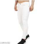 Denim FLAYING MEN PLAIN WHITE JEANS - Solid, in sizes 28, 30, and 32 (India origin)