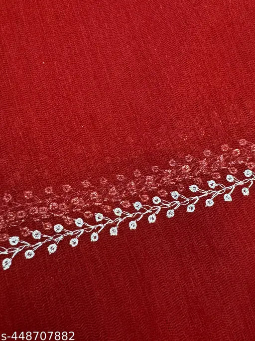 Attractive Super Net Saree with embellished embroidery work, silver zari, and glitter sequins on free size (5.5m saree length, 0.8m blouse length), India origin