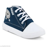 Blue sports shoes with white soles, shoelaces, and detailing, suitable for indoor or outdoor wear