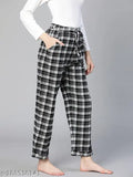 Black cotton plaid nightwear pajamas for women