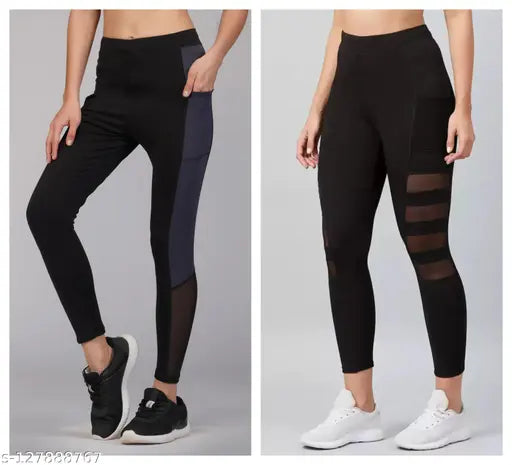 Green-shade modal striped jegging for women, gym and casual wear, fully stretchable, sizes 28-44 (S-XXL)