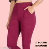 Cotton blend solid women's jeggings for style and comfort during yoga or workouts