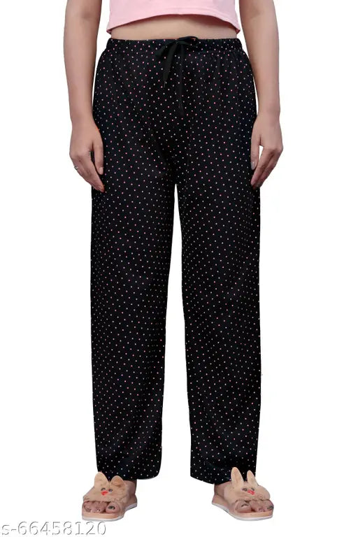 Black, white and pink printed pyjamas with pockets for night wear and lounge wear. Women's small size from S to 3XL