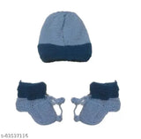 Multicolor handmade wool sweater set for baby (0-6 months), includes cap and booties, high-quality Vardhman wool