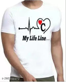 White printed C letter half sleeve round neck polyester t-shirt for boys and men, cool and comfortable summer wear