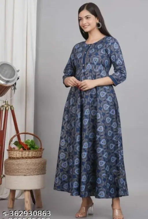 Rayon three-quarter sleeve printed kurti by Aman Maya, beautiful clothing for women, India origin