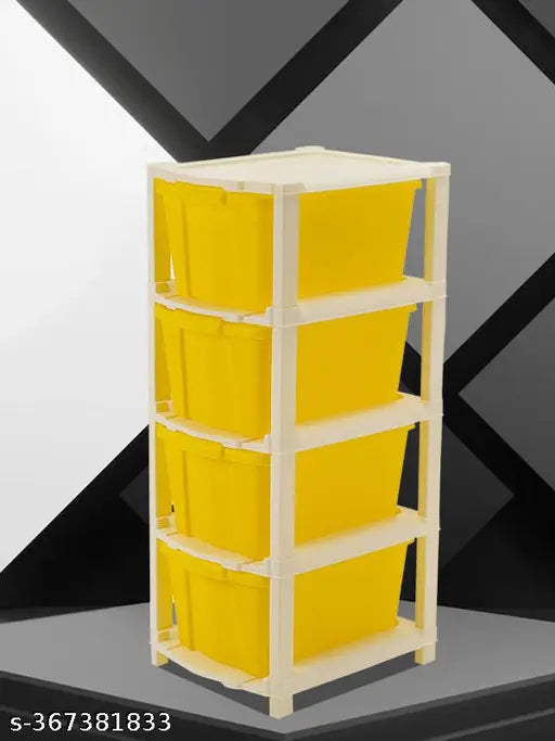 Yellow plastic 4xL drawer storage organizer for clothes, books, shoes, toys, and socks