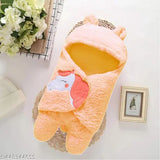 Peach fleece unicorn hooded baby blanket - all season, mild winter (06 months), soft, lightweight & breathable, ideal for gentle baby skin