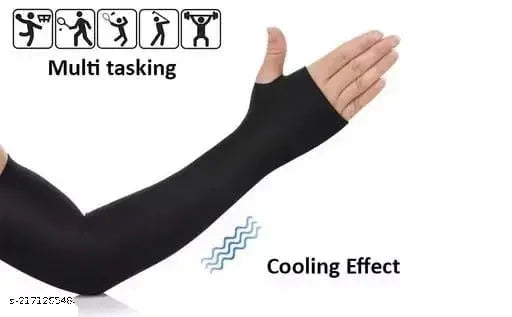 Black cotton baseball caps. UV protection cooling arm sleeves, ideal for outdoor activities like cycling, driving, running, basketball and football. Perfect for men and women