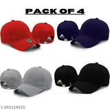 Trendy cotton baseball cap, pack of 4 with men and women styles, solid color, best material for summer sun protection