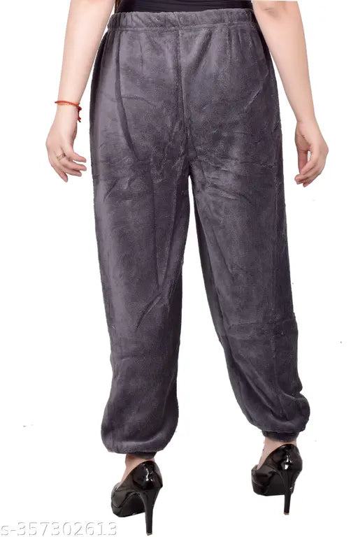 Grey velvet women's harem pants