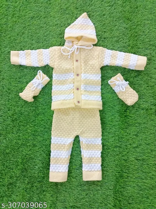 Woolen sweater pajama for kids in self-design net pattern, warm and cozy winter wear for infants (0-3M, 0-6M, 3-6M), made in India
