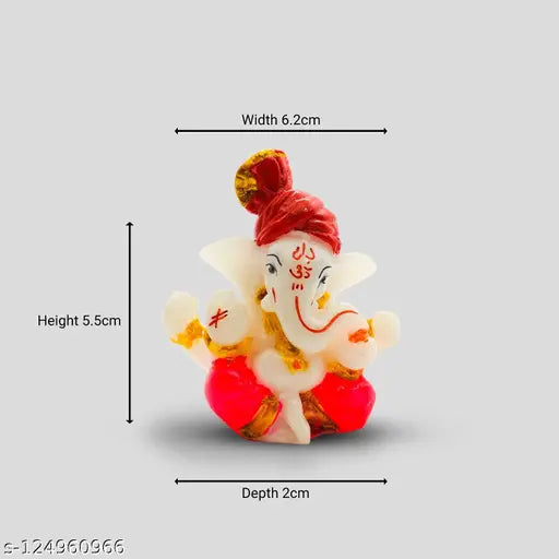 Small, handcrafted Indian Ganesh ji idol for car dashboard