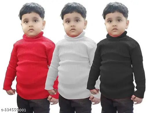 Woolen baby sweater set (3M - 3Y), high neck, long sleeves, suitable for boys and girls