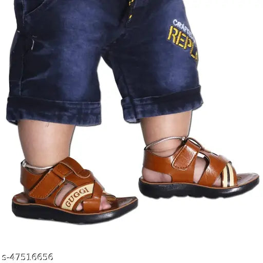 Brown leather children's sandal with a strap