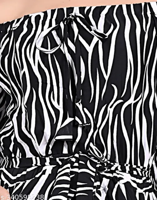 Animal print elastic off-shoulder crepe long jumpsuit for women, perfect for western wear
