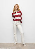 Women's Printed Red Lining Trendy Round Neck Full Sleeves