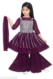 Indian embroidered georgette sharara set, 5-11 years, vibrant festival wear
