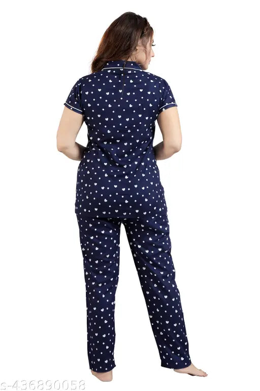 Multicolor printed cotton night suit set (shirt & pyjamas), women's and girls, soft, comfortable, Indian craftsmanship