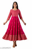 Rayon Anarkali gown with three-quarter sleeves, printed combo design, India origin